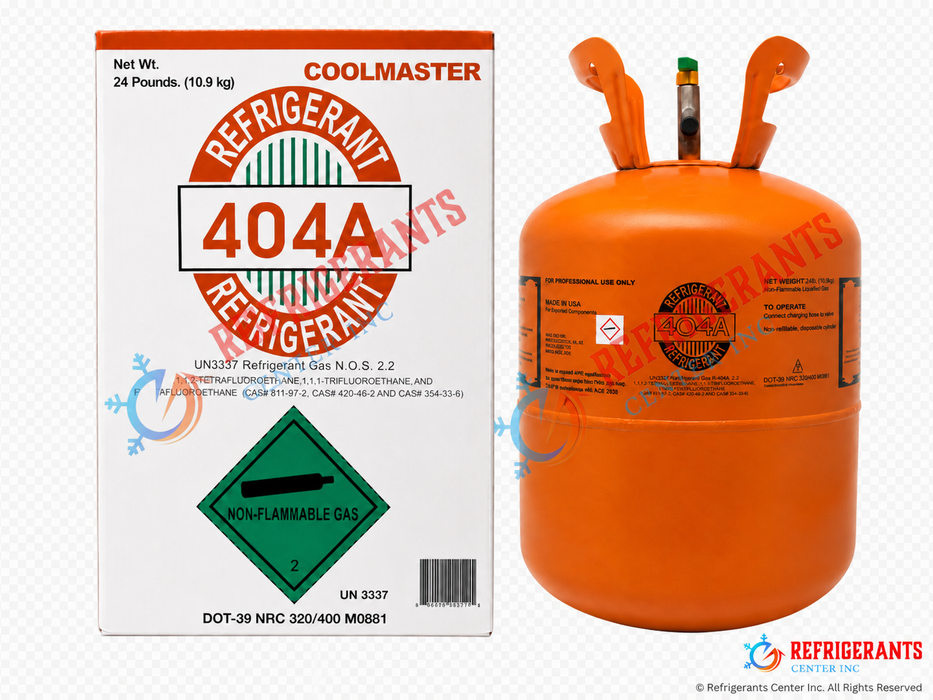 24lb R-404A virgin factory-sealed refrigerant cylinder for commercial refrigeration